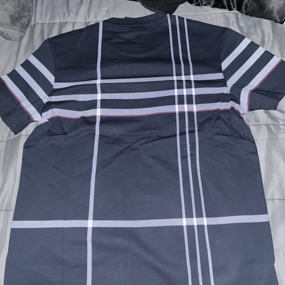 Burberry Navy and White Checkered Men's Tee - Picture 4 of 4